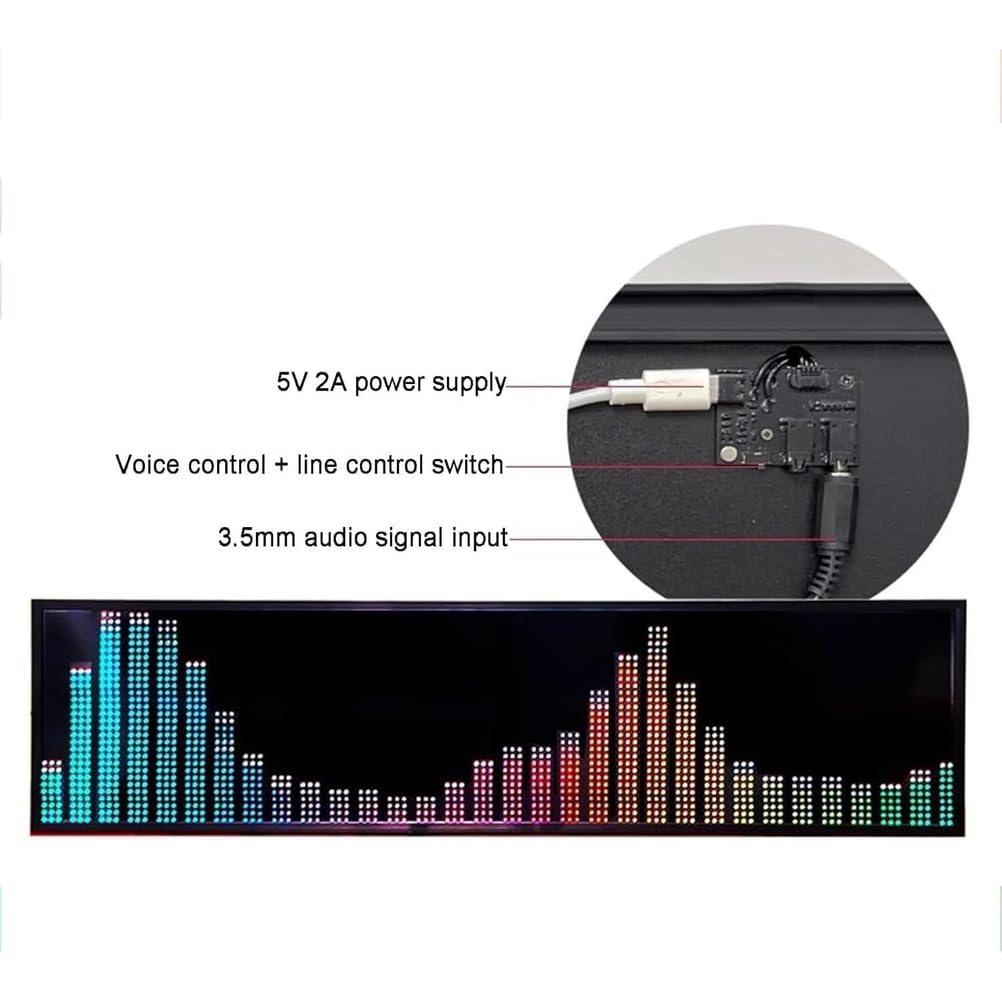 Display A Spettro Musicale A LED, Equalizzatore E Indicatore di Spettro, 36 Stili di Visualizzazione E 4 Bande Frequenza, 2 Metodi Controllo E Funzionamento Semplice per Appassionati di Audio