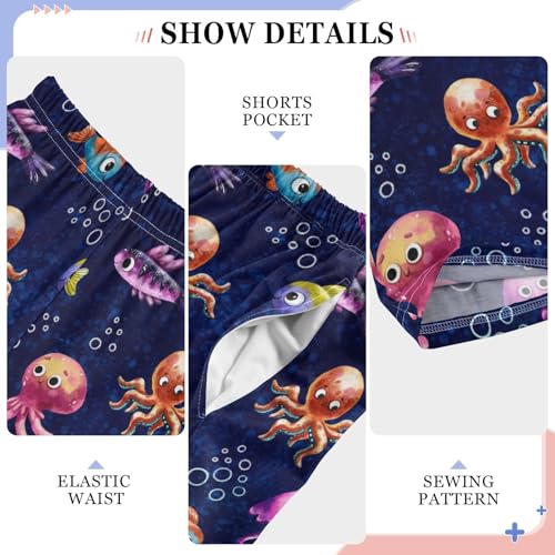 ZZXXB Octopus Fishes Boys Long Pants Soft Trousers Elastic Waist Kids Lounge Bottoms with Pockets S-XL4