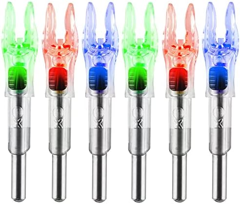 KEAUP 6PCS X Lighted Nocks for Arrows with .204 .233 .244 .246 Inside Diameter with H, S, GT Bushings High-Visibility LED Arrow Nocks, ON/Off Switch Included KEAUP 6PCS X Lighted Nocks for Arrows with .204 .233 .244 .246 Inside Diameter with H, S, GT Bushings High-Visibility LED Arrow Nocks, ON/Off Switch Included