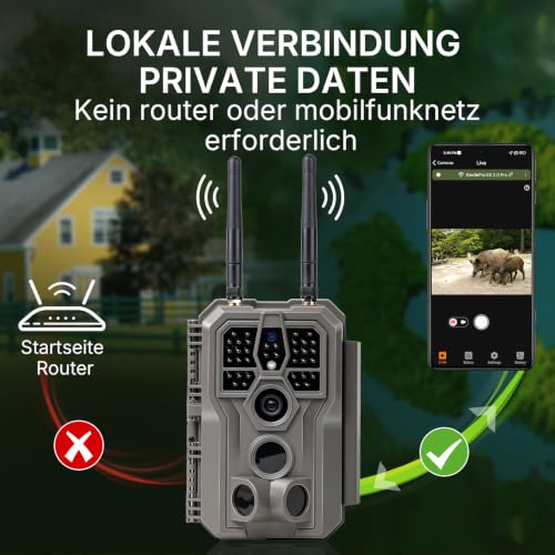 GardePro E8 2.0 Pro 4K Wildkamera WLAN, 7800mAh Akku, 64GB SD Karte – Ansicht 6