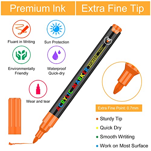 Nicety 56 Colors Acrylic Paint Pens, Acrylic Paint Markers, 0.7Mm Extre Fine Paint Pens For Canvas, Rock Painting, Wood, Fabric, Ceramic, Stone, Metal #TOP1