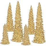 6 Weihnachtsb&auml;ume in Champagner-Gold