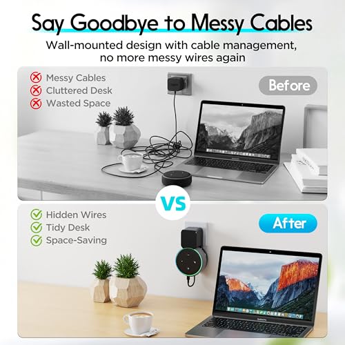 Image of Wall Mount Holder for Dot 3rd Generation, Space Saving Accessories Alexa Holder, Dot 3 Accessories with Built-in Cable Management Without Messy Wires, Black