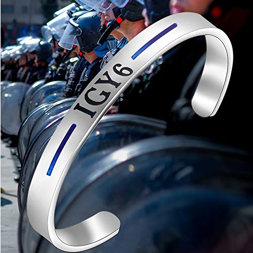 Detailed Igy6 Cuff Bracelet Thin Blue Line Bracelet Police Officer Support Gift thumb #5