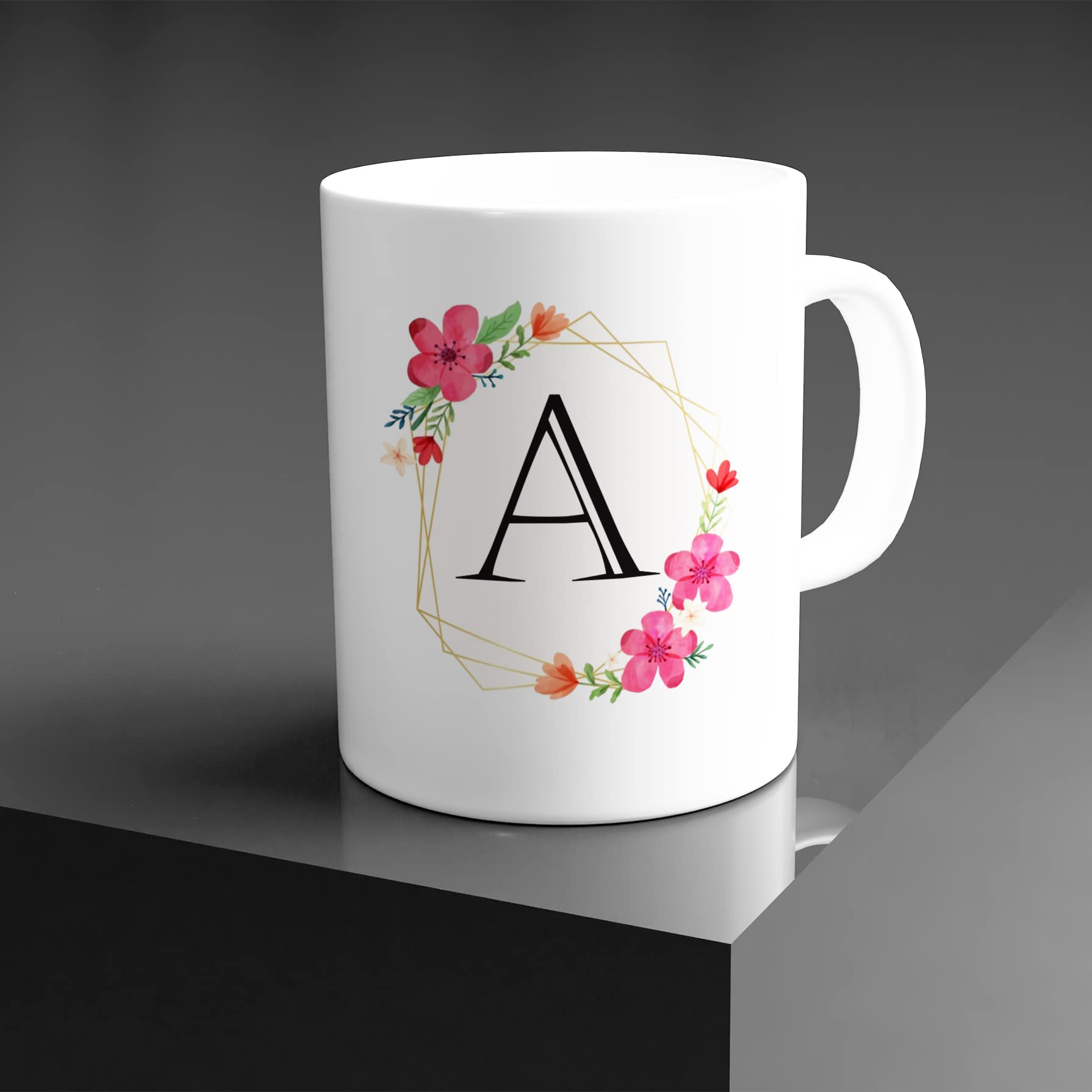 Jaipur Ace Alphabet Coffee Mug His Her Novelty Gift Wedding Engagement Anniversary Newlyweds Ceramic Cup (A)