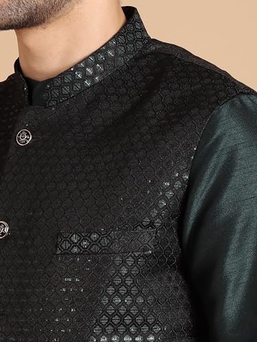 Image of men's Silk Blend Kurta Pejama & Waistcot Set