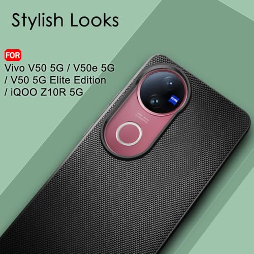 Image of TheGiftKart Back Cover Case for iQOO Z10R 5G / Vivo V50 / V50e 5G / Vivo T4R 5G | Slim & Lightweight | Ultra-Premium Design | Camera Protection Bump | Fabric Texture Case Cover (PC & TPU, Black)