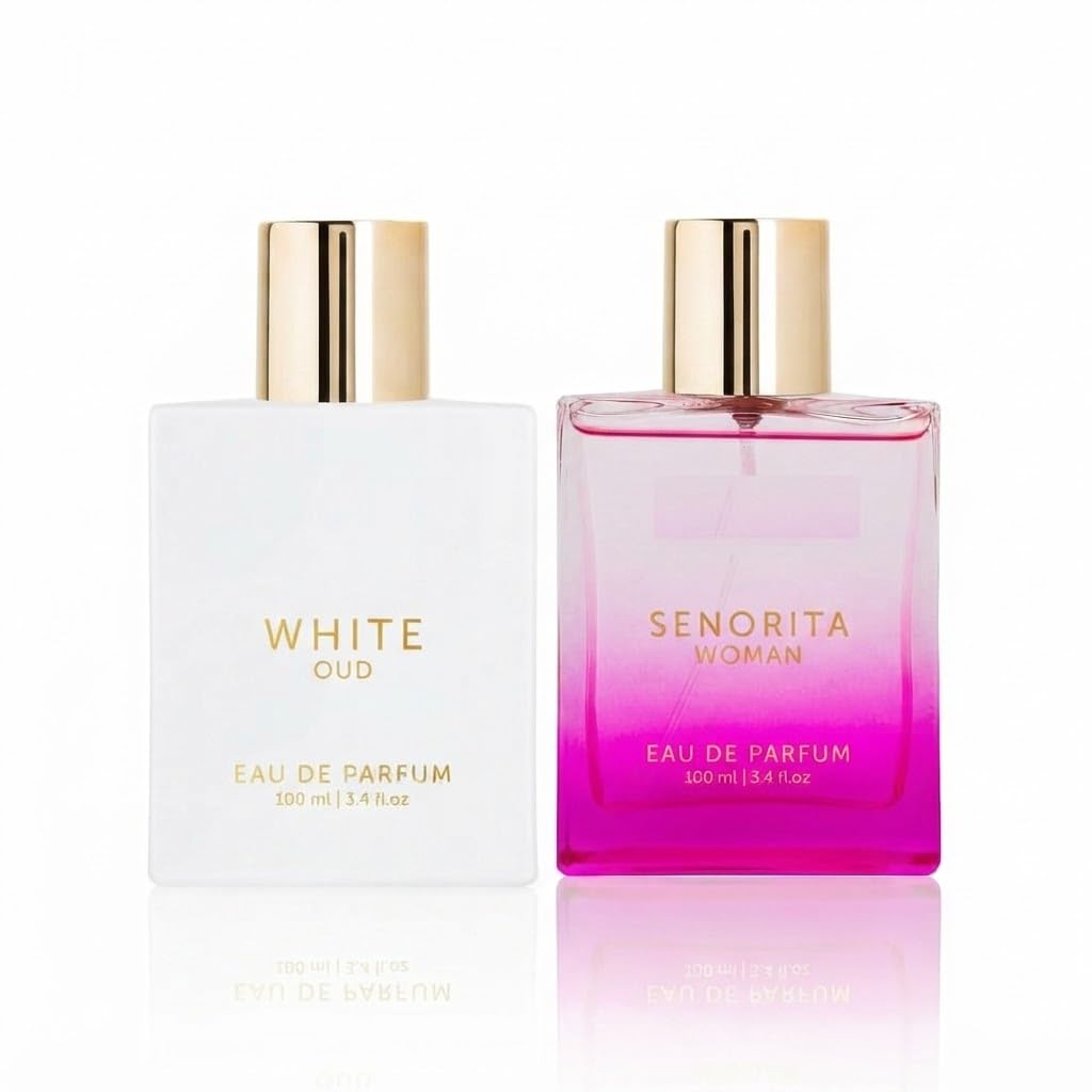 Luxury WhiteOud & Senorita Eau de Parfum 100ml Each (2 sztuki) | Długotrwały spray zapachowy dla kobiet i mężczyzn, Premium Perfume Duo | Codzienny Scent | Elegancki zestaw podarunkowy | 2 x 100ml