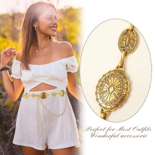 Women Adjustable Chain Belt Western Cowgirl Waistband Skinny Vintage Dress Belt for Concert Outfit2