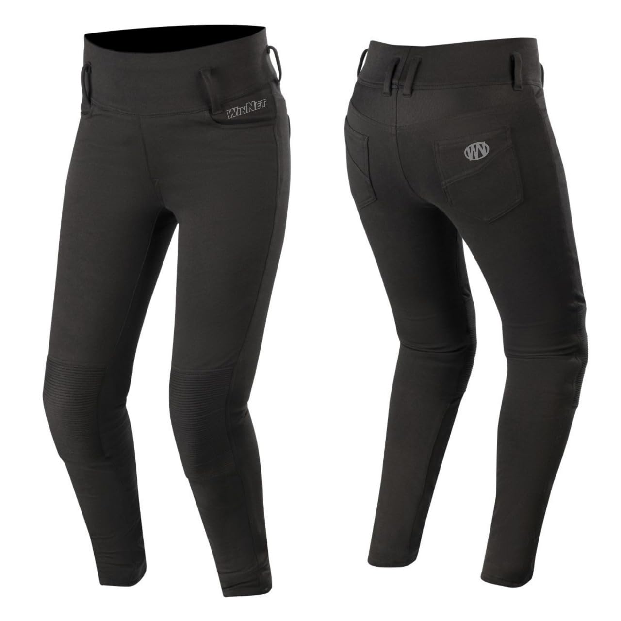 WinNet Pantaloni Elasticizzati Leggins da Moto Femminili Donna con Protezioni Omologate e Kevlar