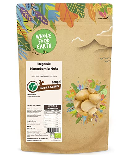 Price comparison product image Wholefood Earth Organic Macadamia Nuts 500g Raw / GMO Free / Vegan / High Fibre / Certified Organic