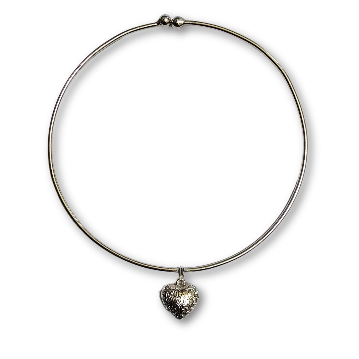 Silver Plated Collar Choker Necklace for Women and Girls Embossed Heart Pendant Hasli Neck Piece Open Back Torque Statement Fashion Jewellery-image-14