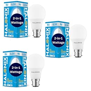 Halonix 2-in-1 Dimmable 9W,0.5W Multi Wattage Adjustable Light Led Bulb (Pack Of 3), All Rounder led bulb Base B22D