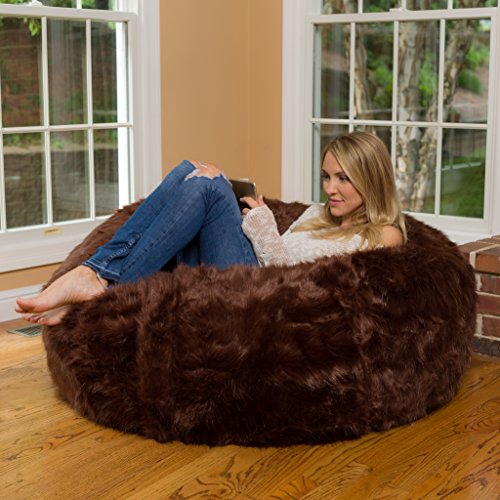 Comfy Sacks 4 Ft Memory Foam Bean Bag Chair, Brown Furry #TOP4