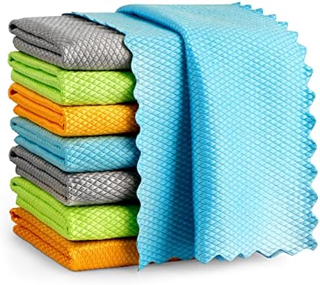 AIDEA Microfiber Glass Cleaning Cloths-8PK, Premium Microfiber Glass and Window Cleaner, Lint Free Quickly Clean Windows, Glasses, Windshields, Mirrors, Stainless Steel-12"x12"