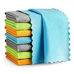 AIDEA Microfiber Glass Cleaning Cloth, 8PK, Premium Microfiber Glass and Window Cleaner, Lint Free Magic Cleaning Cloths for Glass, Windows, Windshields, Mirrors, Stainless Steel, 12"x12"