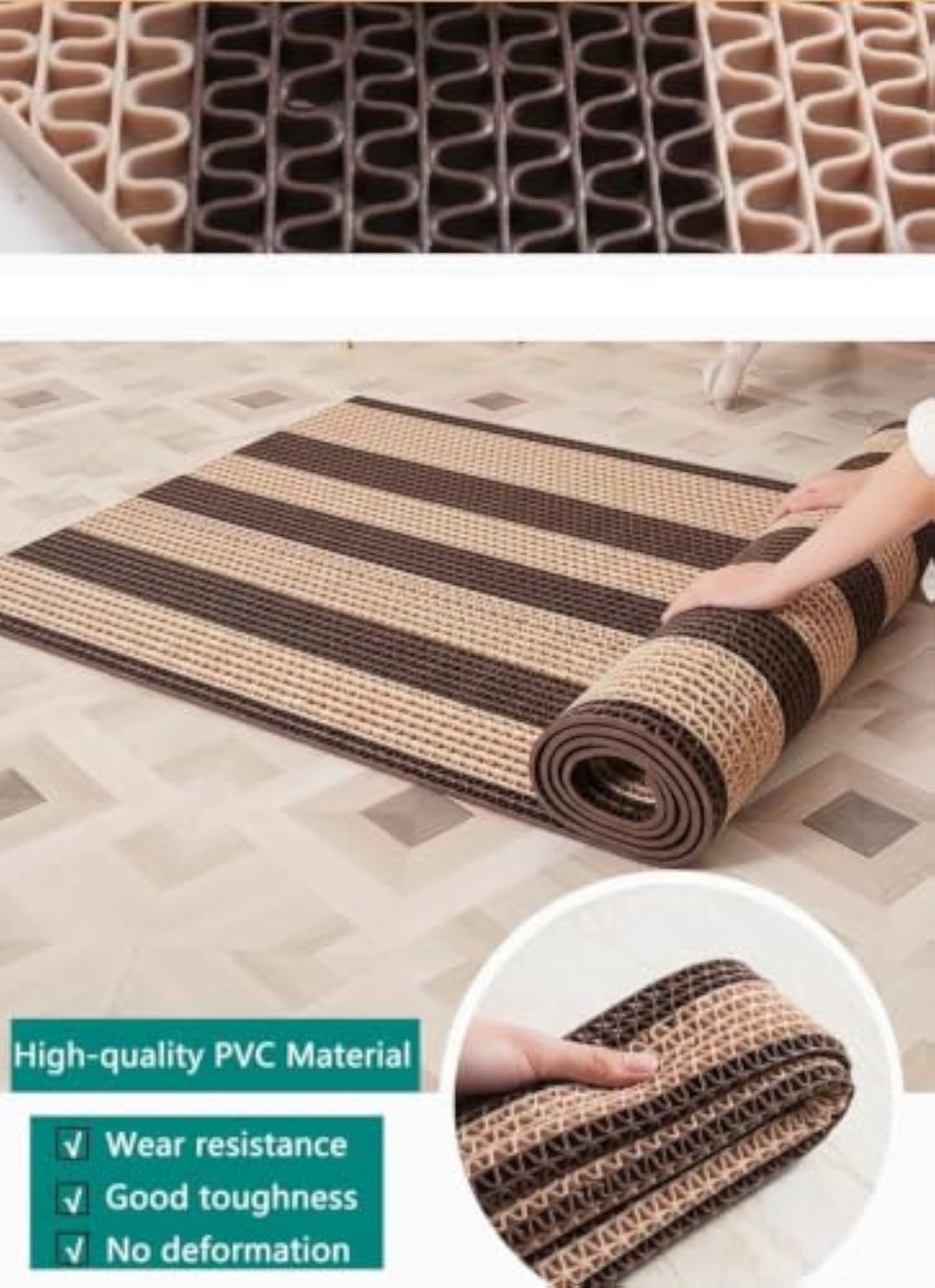 PVC Mesh Non-Slip Waterproof Floor Mat for Home & Kitchen