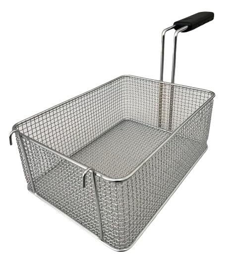 FCR0251 Panier pour friteuse professionnel avec crochets dimensions 220 x 300 x 120 H mm en acier chromé fabriqué en Italie Panier de friteuse en acier inoxydable