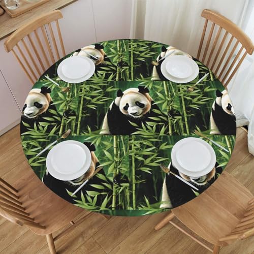 Nappe ronde panda élastique en polyester résistant pour table de cuisine