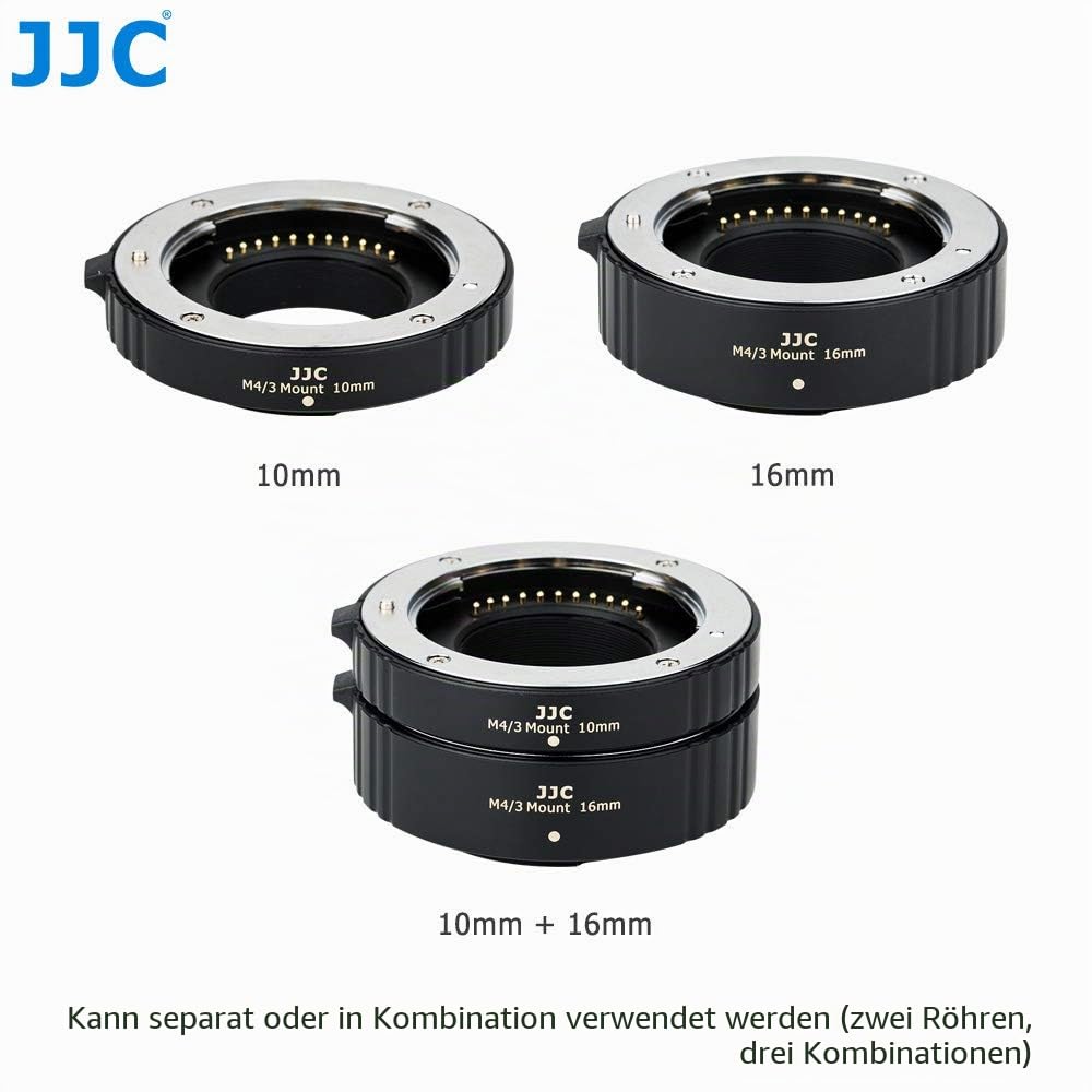 JJC Makro Autofokus-Zwischenringe (AF) für Makrofotographie 10mm und 16mm (Passen für Panasonic Olympus M4/3 Micro Four Thirds MFT Kameras)