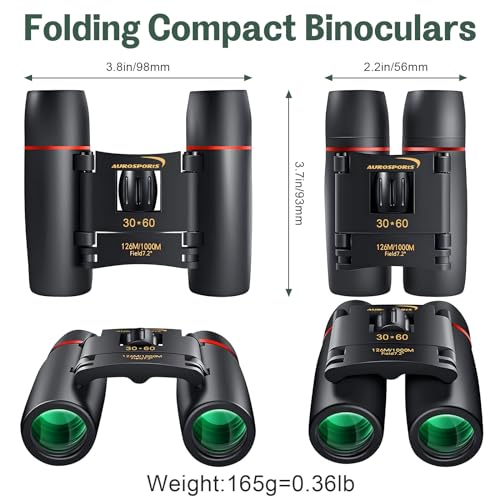 Binoculares compactos plegables 30x60 para adultos miniatura 2