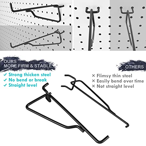 Light Dust LD-PEG-SH1 Pegboard Shelf Hooks, 8Pack 6 Inch Black Metal Utility Hook Set, 1/4 Inch Peg Board Organizer Accessories, Shelves And Baskets Brackets thumb #3