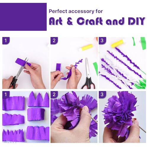 Image of PartyWoo Purple Crepe Paper Streamers 8pcs 656ft Pack of Light Dark Purple Lavender White Silver Crepe Paper Streamers for Birthday Baby Shower Graduation Princess Butterfly Theme Party Decorations