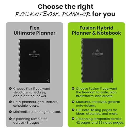 Image of Rocketbook Store Reusable Notebook /Calendar,Note Template Pages with 1 Pilot Frixion Pen and 1 Microfiber Cloth Included - Infinity Black, Executive Size (6 inch x 8.8 inch)