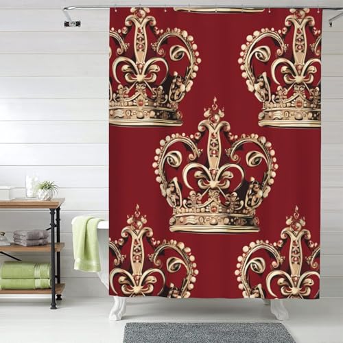 Rideau de douche imperméable robuste anti-éclaboussures motif rouge - 7