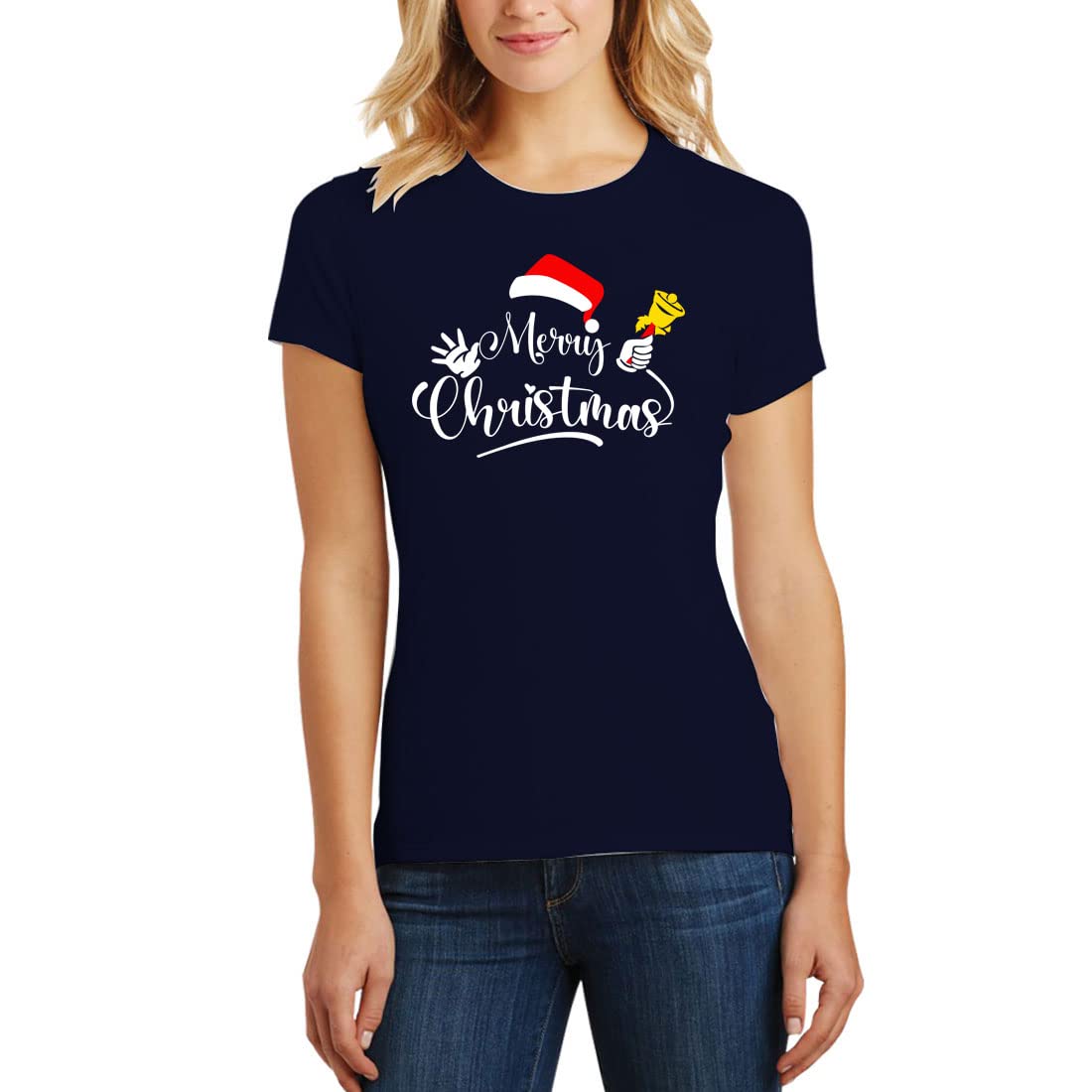 RAINBOWTEES Women’s Merry Christmas 3Color Printed White Tshirts- Available Size (S to 5XL) …