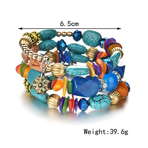 Qian0813 Boho Multilayer Irregular Agate Beads Charm Bracelets For Women Vintage Jade Stone Man Bracelets Yoga Bangles Ethnic Jewelry (Colorful) #TOP2