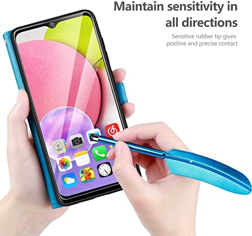 YIRSUR Case Compatible with Samsung Galaxy A13 4G Case with Glass Screen Protector and Touch pen, Wallet Case PU Premium Leather with Card Slots Magnetic Scratchproof Protect Flip Cover - Blue