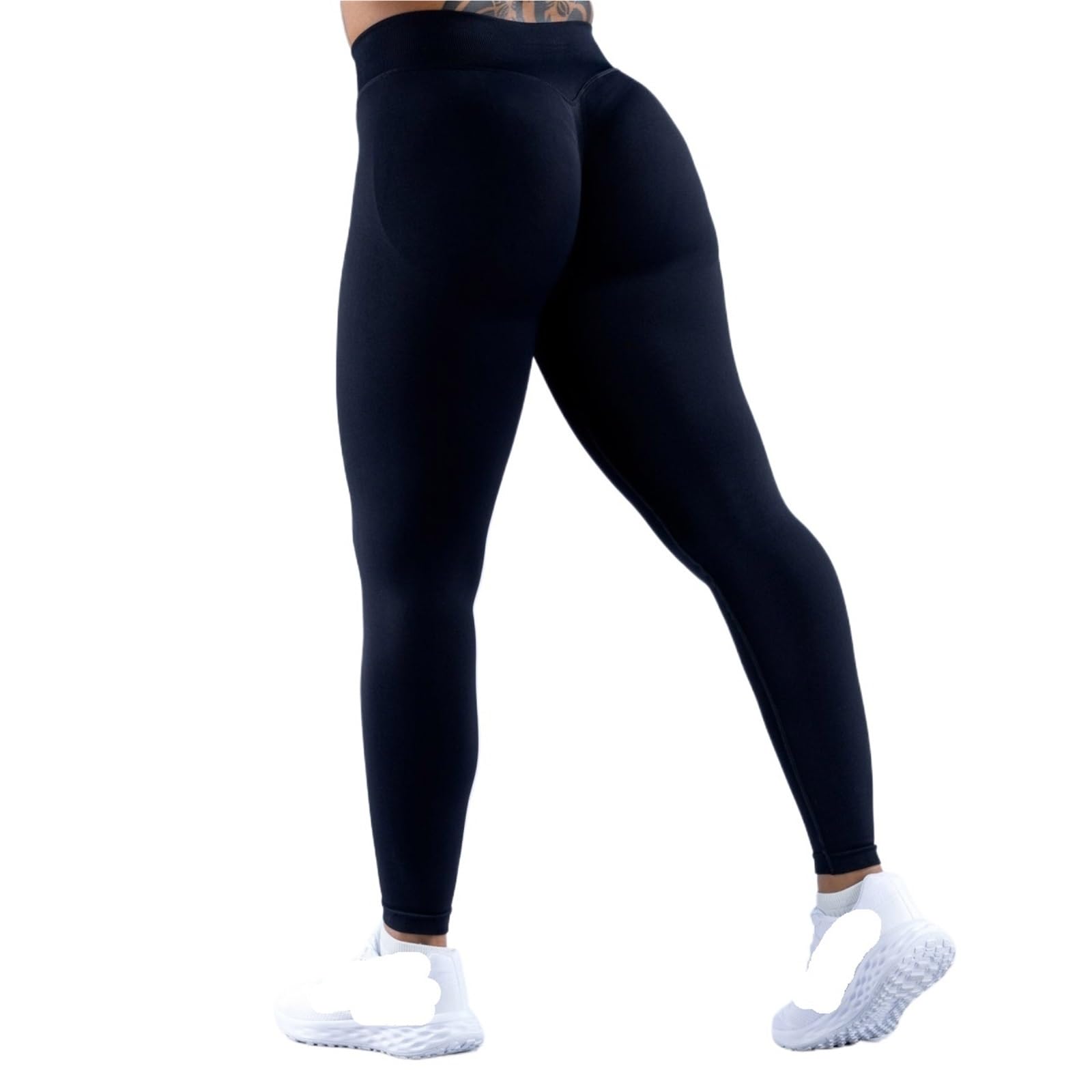 ZHOUXYFDC Butt Lifting Leggings Scrunch Butt Push Up Yoga Leggings Seamless Fitness Workout Pants Gym Clothing High Waist Sports Leggings(Black,S)