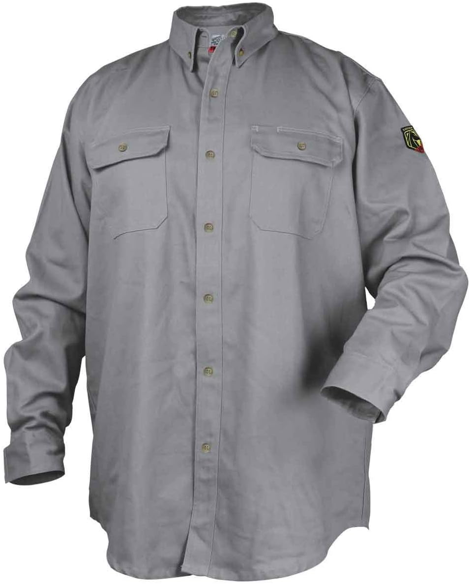 Black Stallion (WF2110-PB Cotton Work Shirt, 7 oz Flame Resistant AR/FR Cotton, Pearl Snap Closure, Chest Pockets with Flaps, Flame Resistant Stitching, Medium, Blue Plaid