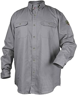 Black Stallion WF2110-GY FR Cotton Work Shirt, NFPA 2112 Arc Rated, Gray, 3X-Large