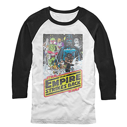 Star Wars Men's Empire Strikes Back White/Black Baseball Tee