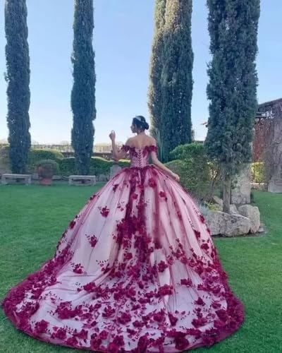 Luxurious Quinceanera Dresses Off The Shoulder Ball Gowns 3D Floral Prom Dresses Sweet 16 Dresses Formal Dress3