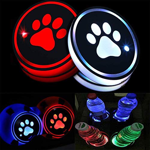 SR 2pcs Wireless Cup Holder car Universal Coaster LED Light 7 Colors USB Charging Bottle Coaster car Drink Holder LED Interior Decoration Accessories (Please Choose Your car Name)