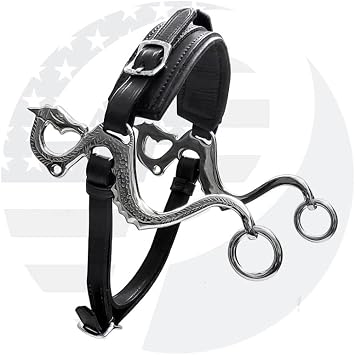 Dragon Hackamore Bitless Horse Bit English Western Adjustable Leather Black