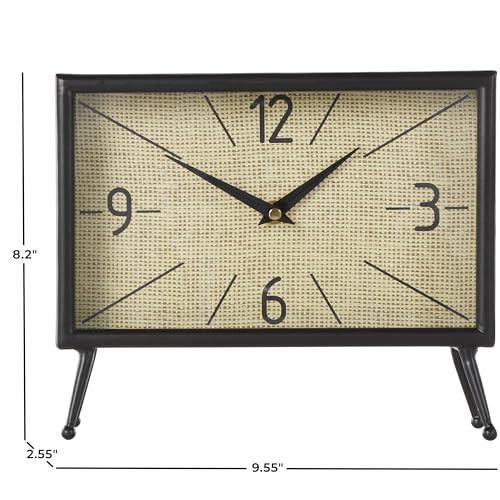 Deco 79 Metal Rectangular Clock with Tea Stained Clock Face, 10" x 3" x 8", Black by Deco 79 - Image 3