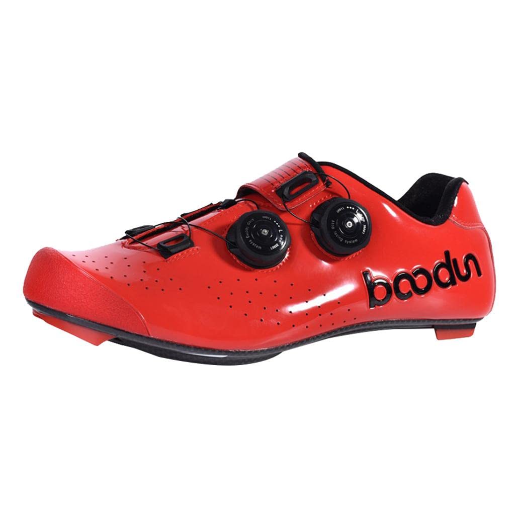 UniQMart_ Road Cycling Shoes Bike Bicycle Racing Shoe Quick Lace Sneaker Red 39