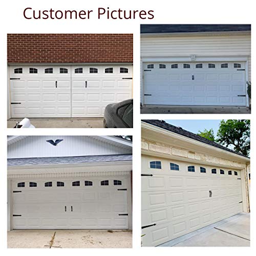 Sanfurney Magnetic Garage Door Windows Panes Arch Style Pre-Cut Faux Fake Decorative Window Decals for 2 car Garage Kit, 8 Sections 12.1"x 8.1", Gloss Black - Thumbnail 7