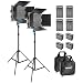 Produktbild Neewer dimmbares Bi-Farbe 660 LED Video Licht(2 stück) mit Barndoor und Lichtständer, Wiederaufladbarer 6600mAh Li-Ionen-Akku(4 stück) und Ladegerät Beleuchtungskit (Blau)