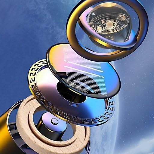 Image of Solar Car Air Freshener Rotating Aromatherapy Diffuser - 3D Crystal Ball, Long-Lasting Fragrance for Car Interior Decor