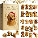 Lustiger Golden Retriever Weihnachts-Adventskalender 2025, Welpen-Thema, Weihnachtsgeschenk-Set, 24 Stück, 2D-Acryl, festliche Hundeornamente, entzückende Sammler-Dekorationen für Haustierliebhaber