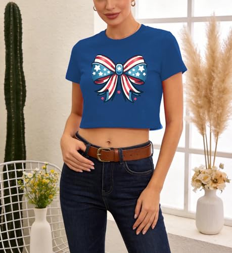 Image of 4th of July Bow Tank Top Women-Vintage American Bow Sleeveless Shirt USA Flag Tee Top Patriotic Tank Top