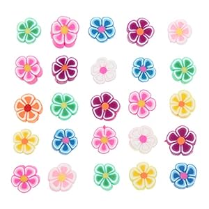 100pcs Mixed Polymer Clay 10mm Spacer Beads for Women Jewelry Making DIY Bracelet Necklace Hair Clip Accessories (Flower)