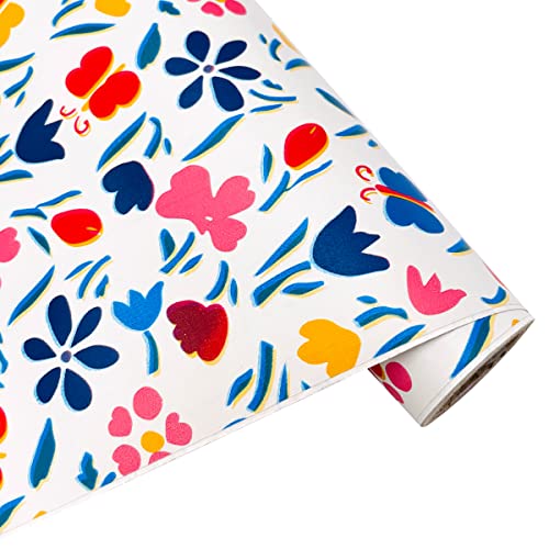 Simplelife4U Colorful Butterfly Floral Contact Paper Peel & Stick Shelf Liner 17.7 Inch By 9.8 Feet #TOP3