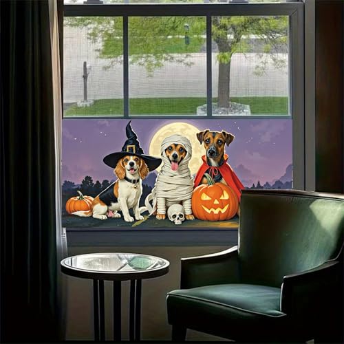 Vinilo decorativo Halloween perros 39.37x17.7 pulgadas miniatura 2