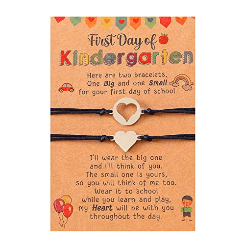 2x Hollow Heart Bracelet First Day of School Bracelet Mother Daughter Wristband